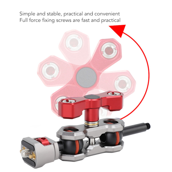 360 Graders Rotation Articulerande Arm Dubbelt Kulhuvud Justerbar Articulerande Arm med Infällbara Stift 1/4 Tums Skruv för Monitorer Mikrofoner