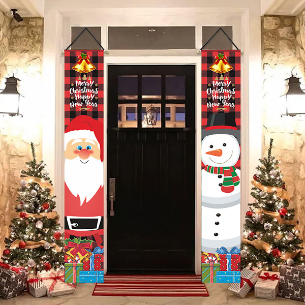 Julbanderoller Veranda Utomhus Julskylt Hängande Dekorationer för Jul Hem Utomhus Inomhus Gård Högtidstema Festtillbehör Dörr Garage Style 2