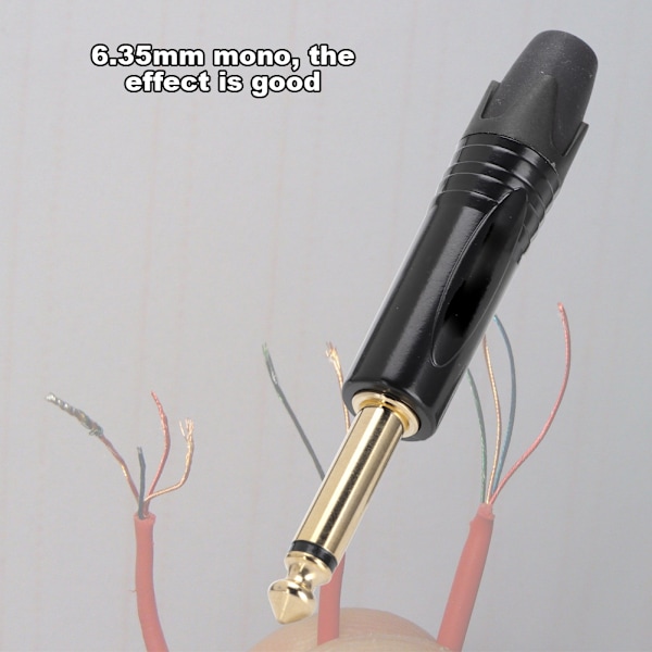 10 st 6,35 mm Guldpläterad Hane Kontakt Ljud Mikrofon Mic Adapter Anslutning (Svart)