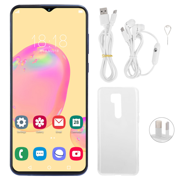 6.26IN 1440X3040 Fingeravtrycksupplåsning Dubbla SIM-kort Dubbla Standby Smartphone 100‑240V 8+256GB AU