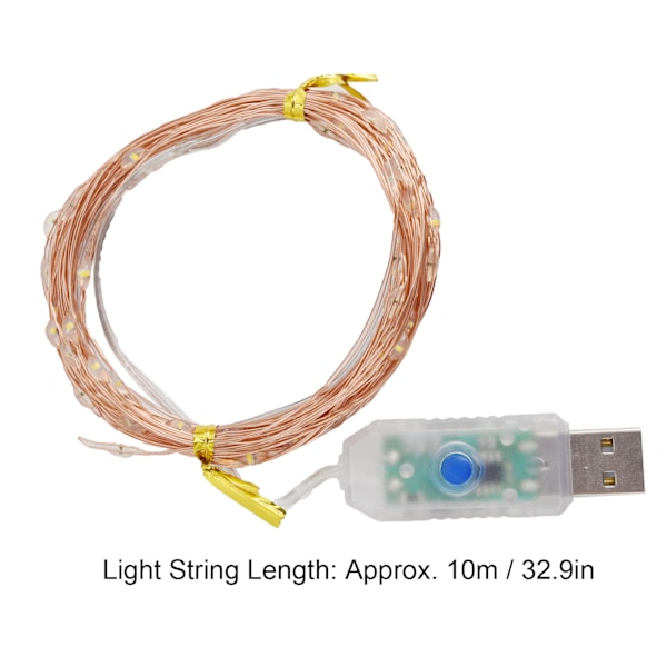 Dekorativa lampor med hög ljusstyrka, flexibel koppartråd med timerfunktion LED-slingor för jul-, bröllops- och festdekoration (10 m)