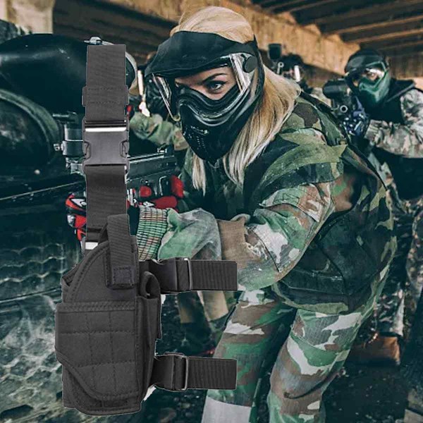 Benhölster, Taktiskt Lårpistolhölster, Justerbart Högerhands Lårhölster för Män, Benhölster black