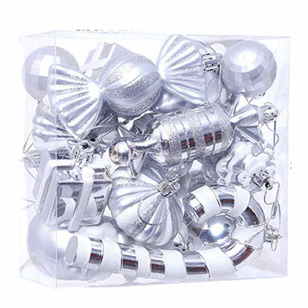 Julgranskulor Ornament för Jul Julgran Okrossbara Julgransdekorationer Hängande Kulor Ornament för Julhelgsfestdekor silver