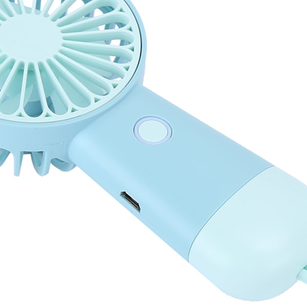 Handhållen USB Mini Fläkt 3 Hastigheter Uppladdningsbar Portabel Luftkylare med LED-Lampa för Hemmet Utomhus Blå