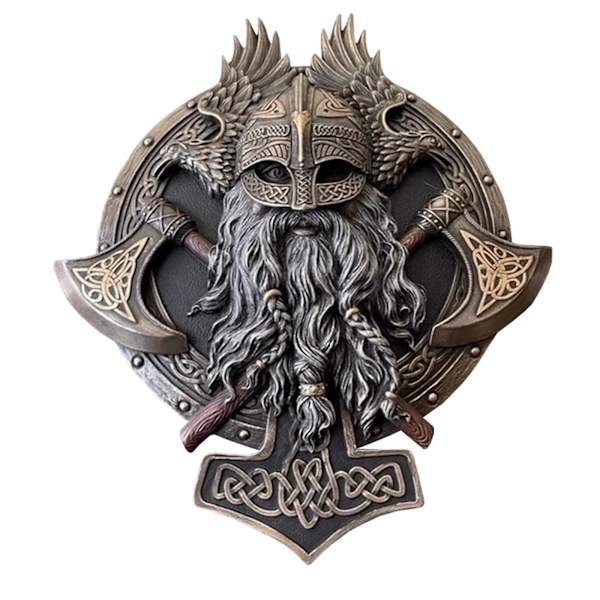 Viking Berserker Dubbel Yxa Vägg Dekorativa Harts Prydnader Hem Dekorationer (FMY)
