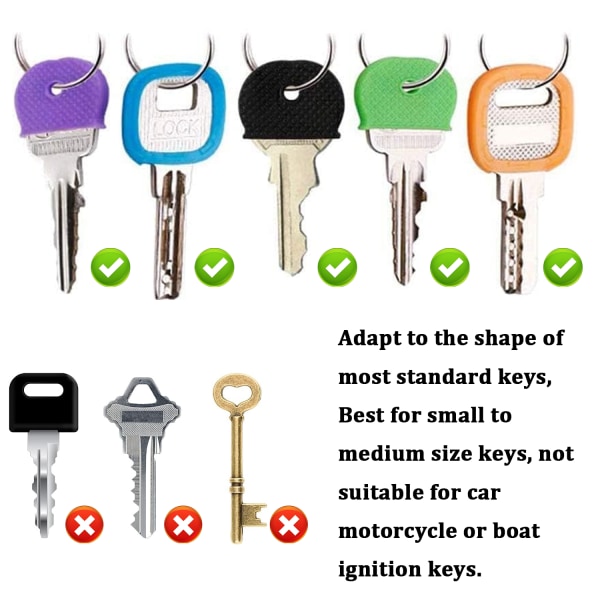 16 st nyckelskydd Kepsar, nyckelfärgade lock, flexibla nyckelfodral, 12 st flexibla runda PVC-nyckellappar och 4 st nyckelringar, 2 stilar för att lätt kunna identifieras