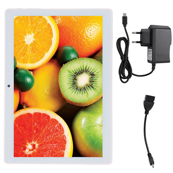 10,1-tums IPS 4+64G för Android WiFi Bluetooth GPS Smart Tablet Silver 110-240V (EU-kontakt)