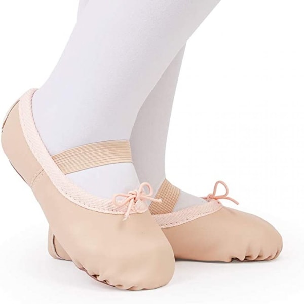 Ballettschuhe aus Leder Ballettschläppchen Tanzschuhe Gymnastikschuh mit Ganze Ledersohle für Kinder Damen in Rosa Schwarz Beige in Gr. 20-40