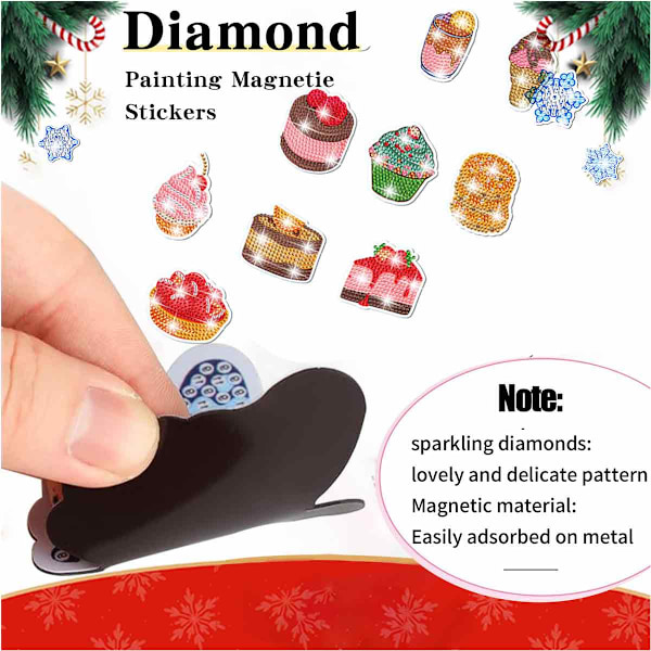Jul Diamantmålning Magneter Jul Kylskåpsmagnet Diamantkonst Kit Julgran Snögubbe Diamantkit för Vuxna Barn Hantverkspresent Style 1