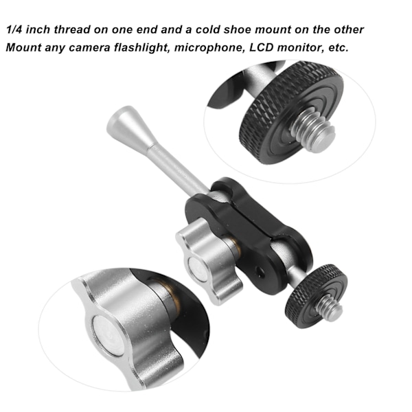 Trippelledad Versa Magic Arm för Universell Montering, Stensäker Support Aluminiumlegering Magic Arm med Dubbla 360 Graders Kulleder för Justerbarhet