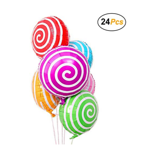18" färgglada klubbaballonger Godisfolieballonger Spiralmylarballonger för festdekoration, paket med 24