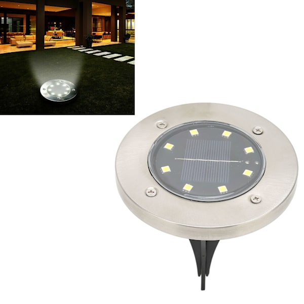 Solcellslampor för Mark 8LEDs Vattentäta Vitt Ljus Disk Solcellsdecklampor för Trädgårdar Passager 8 LEDs Vitt Ljus