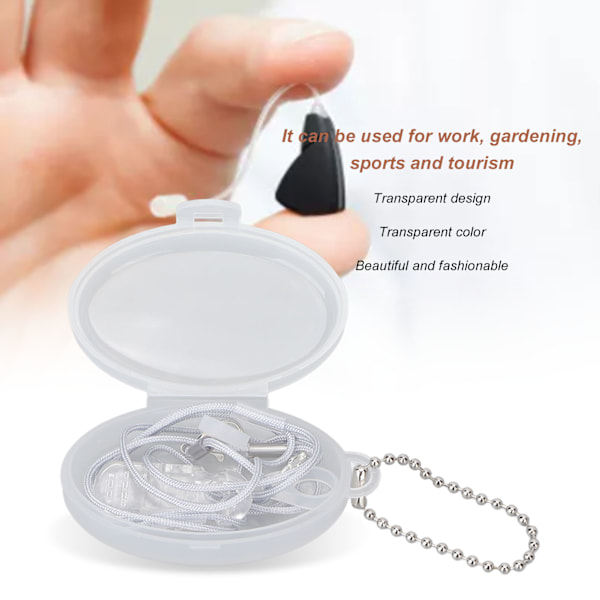 Förvaringslösning för öronproppar, slitstarkt silikonplastmaterial, anti-tappsnodd, ventilerade öronproppar minskar tryck i örat, transparent design för dagligt bruk