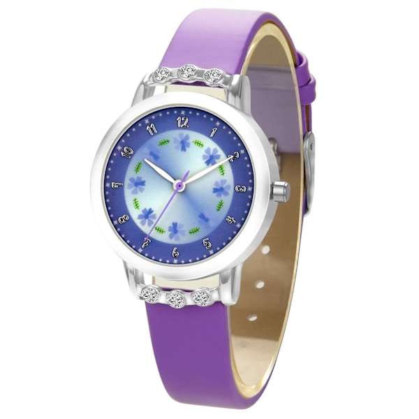 Flickor Klocka Mode Söt Kvarts Vattentät Armbandsur Present Till Barn Purple Purple