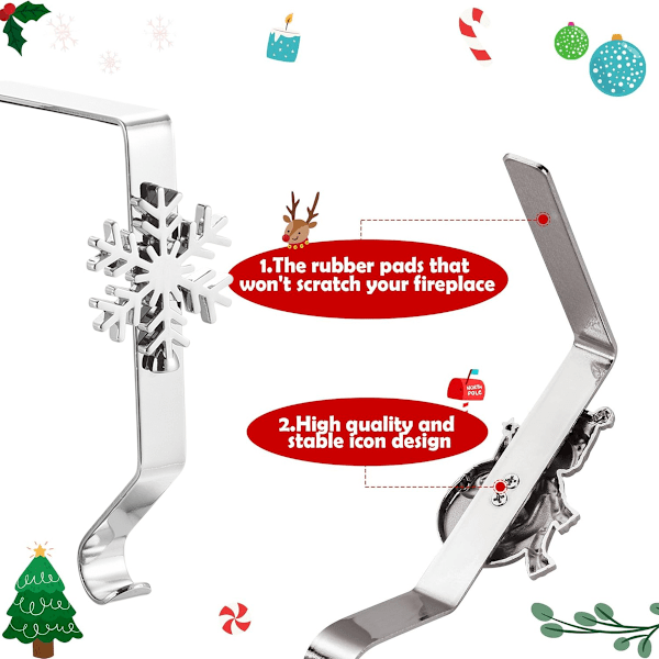 Julstrumphållare för spiselkrans, blank bronsmetall julstrumphållare för öppen spis, juldekorationer Style 4