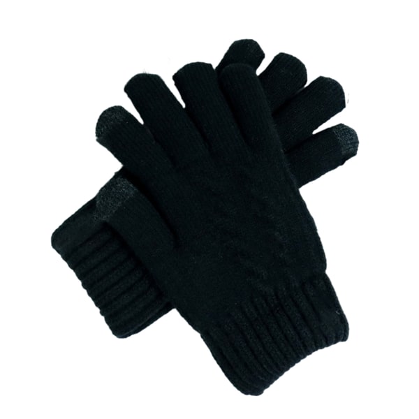 Vinterstickade handskar varma fulla fingrar män kvinnor med uppgraderad pekskärm för män stickade handskar i ren ull