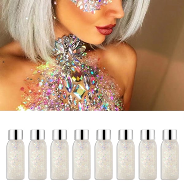 30ml Kroppsglitter Gel Smink Flytande Ögonskugga Långvarig Glittrig Glitter Gel för Festivalfest för Ansikte Ögon Hår Naglar 02