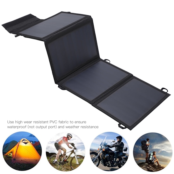 Bärbar solcellsladdare för utomhusaktiviteter, hopfällbar och lätt PET-laminerad solpanel med hög konverteringsgrad, idealisk för camping, cykling och fiske