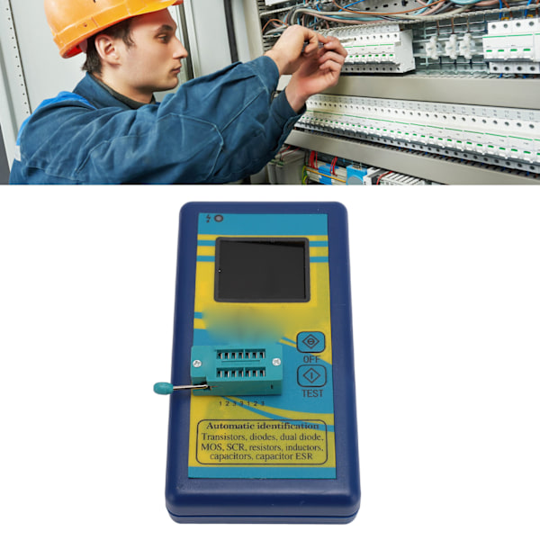 Transistortestare 1,8 tums TFT Färgskärm NPN PNP Autoidentifiering Mosfet Automatisk Kontroll för Testning Detektion Blå