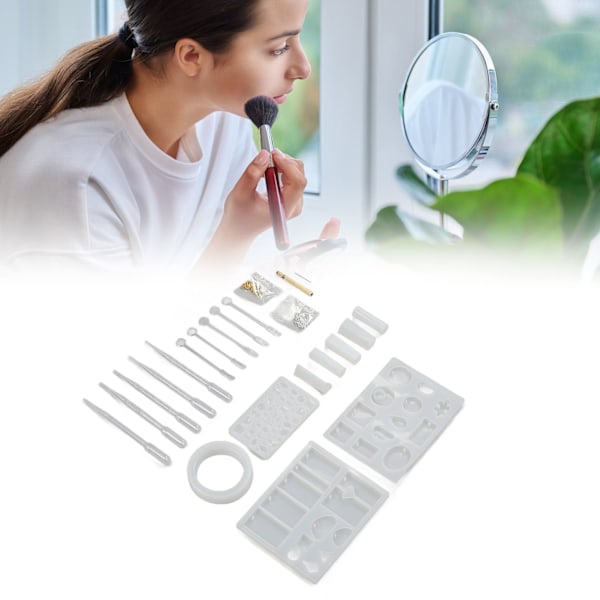 DIY Smyckestillverkningsformar Återanvändbara Mjuka Hållbara Slätare DIY Resinformar Kit för Hängsmycketillverkning