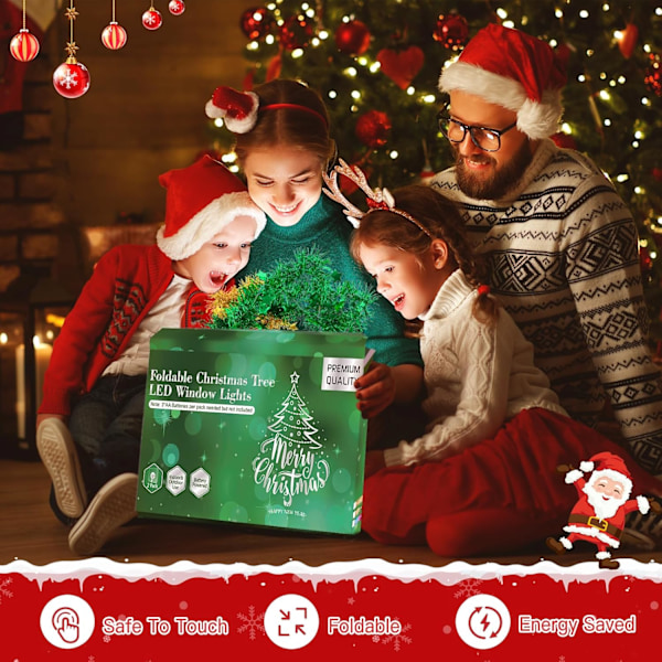 GlobaLink LED-julklappsträd, 110 LED, Vikbart Batteridrivet Ljus för Inomhus/Utomhusbruk warm white