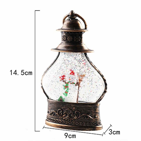 Jul Snöglobslykta, Cylinder Glitter Snöglob, Brons Jul Snöglober, Lykta med Julgran Snögubbe Dekor Style 2