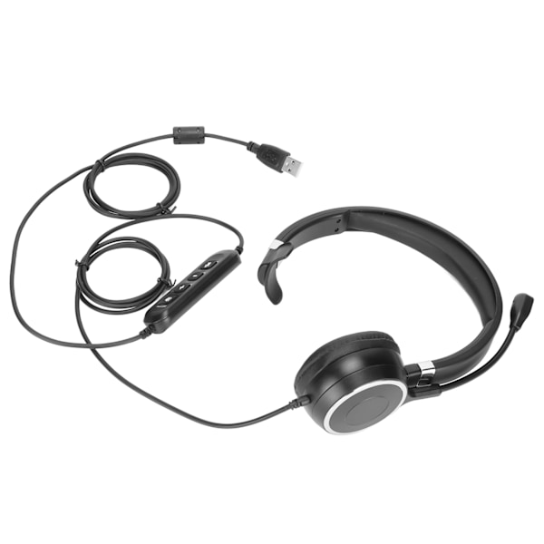 USB Business Headset ENC Brusreducerande Enkelt Öra Stöd Högtalarvolymjustering Tyst Trådbundet Hörlurar med Mikrofon