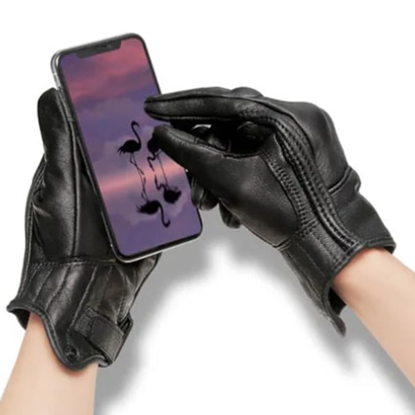 Perforerade läderhandskar, ergonomisk design &amp; förstärkt fullfingerskydd, mångsidiga utomhusridhandskar för män &amp; kvinnor