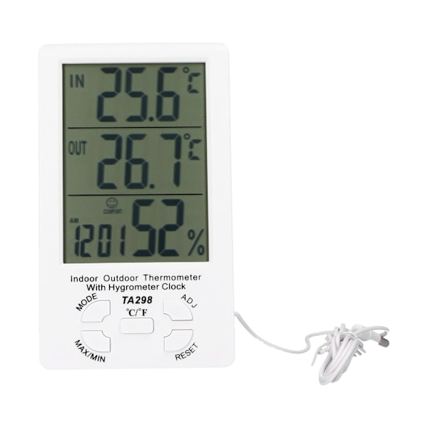Digital Hygrometer Termometer För Inomhus Utomhus, Rumfuktighetstestare Med Visualiserad Stor LCD-skärm Och Enkel Installation För Hemmakontor