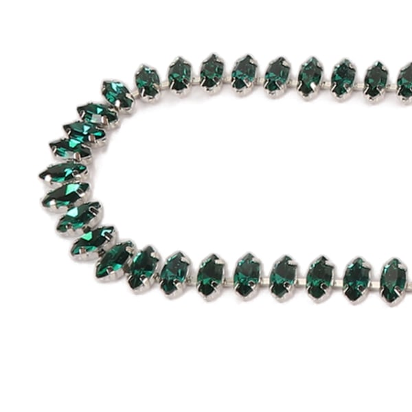 Strass Klo Kedja 1 Yard Lång Glittrande Elegant Mångsidig Strassremsa för Smycken Kläder DIY Grön