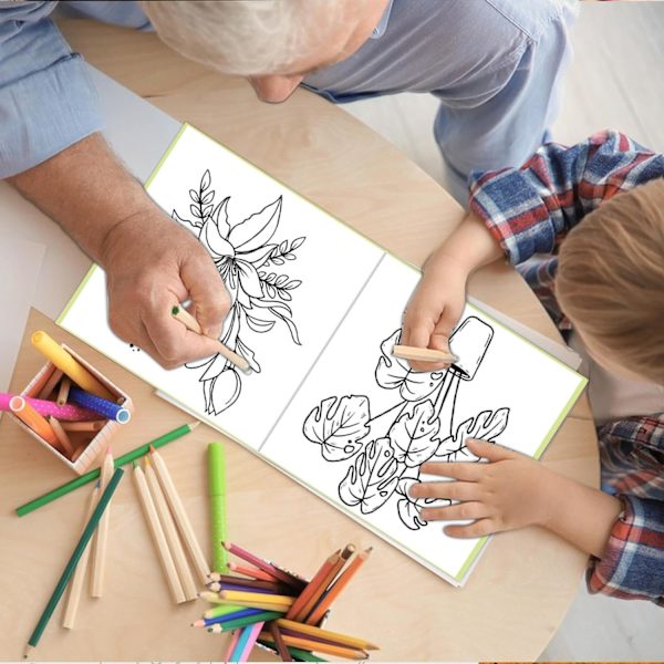 Färgläggning av växter och blommor | Kreativ färgläggningbok | Målarböcker, bärbar stressreducerande bok, lugnande färgläggningbok för