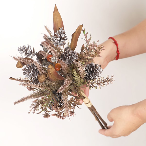 Rustik Charm: Konstgjorda sidenblommor för DIY heminredning, bröllopsbukettfyllningar, tallkottsarrangemang med naturlig känsla 20x33 cm