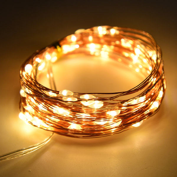 Dekorativa lampor med hög ljusstyrka, flexibel koppartråd med timerfunktion LED-slingor för jul-, bröllops- och festdekoration (10 m)