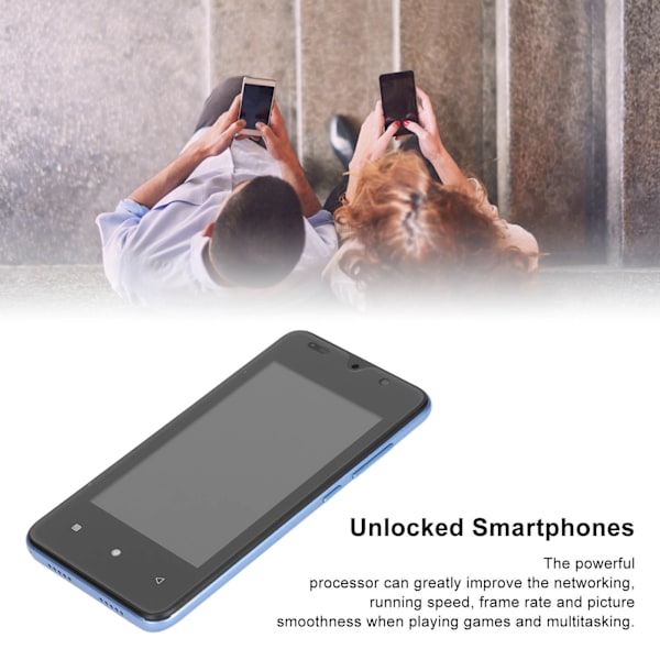 A18 Olåsta Smartphones Dual SIM-kort Mobiltelefon 4,5 tums Skärm RAM 512MB ROM 4GB Ultratunn för Android Blå