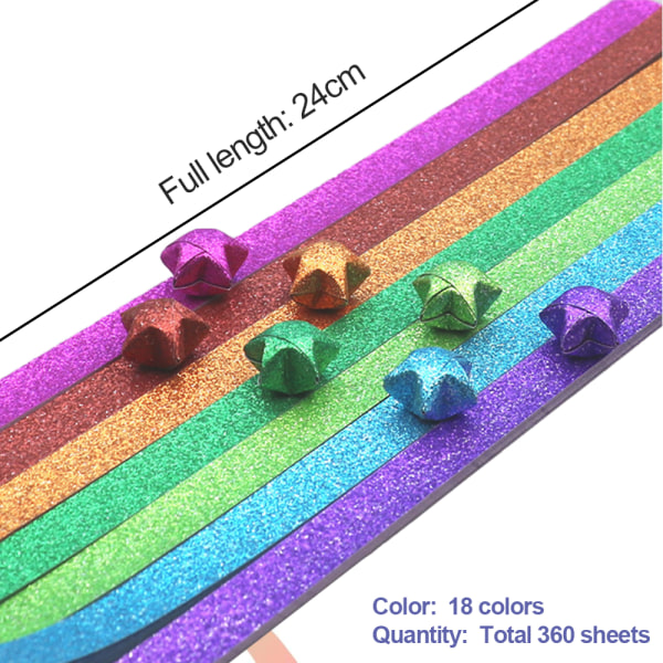 Origami Stars Papers-paket gör-det-själv-papper, 360/520 ark, flerfärgad glitterorigami för barn Konst- och hantverksprojekt
