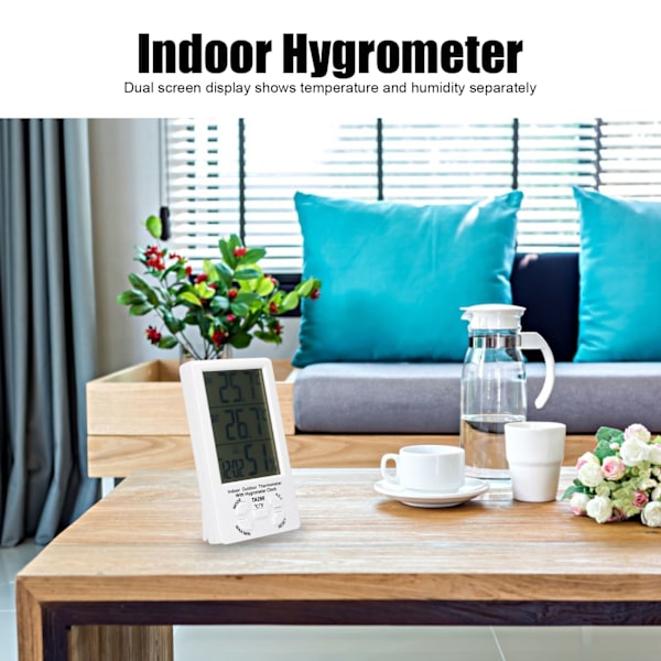 Digital Hygrometer Termometer För Inomhus Utomhus, Rumfuktighetstestare Med Visualiserad Stor LCD-skärm Och Enkel Installation För Hemmakontor