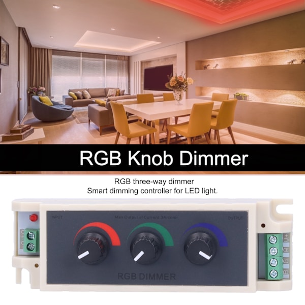 Justerbar dimmer för ljusstyrka, PWM digital dimningsteknik för LED-strips, manuell kontroll över rött, grönt och blått ljus i bostäder och