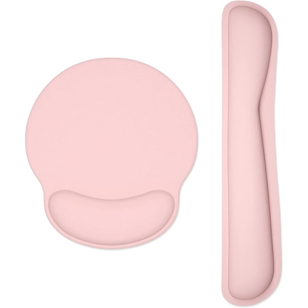 Ergonomiskt handledsstöd för tangentbord, rengöringsbart PU-läder, stöd för kontor, dator, laptop, hållbart, bekvämt, smärtlindring, ljusrosa