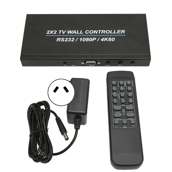 2X2 HD Multimedia Interface Videobildprocessor 4K 60Hz 1080P Multikanals Digital Videoväggkontroller 100‑240V AU-kontakt
