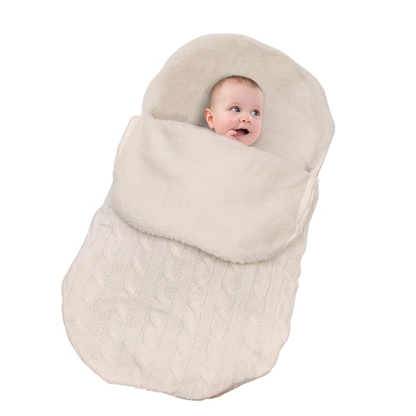 1 st Nyfödd baby , stickad varm fleecefilt Swaddle sovfoliepåse Säckvagn Unisex Baby till baby