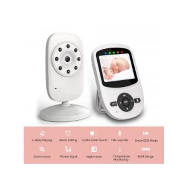 Babymonitor med kamera trådlös video digitalkamera med infraröd nattsyn 2-vägskommunikation 2,4\" LCD 2,4 GHz temperatursensor VOX-stöd multikamera