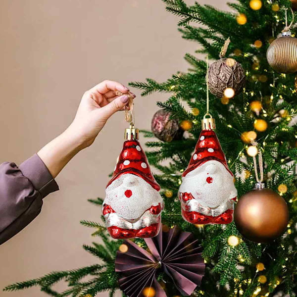 Julgransprydnader, Set med 2 Julhattar och Polkagrisar Juldekorationer Små Hängen Style 2