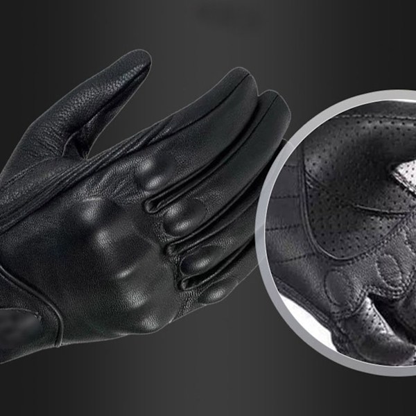 Perforerade läderhandskar, ergonomisk design &amp; förstärkt fullfingerskydd, mångsidiga utomhusridhandskar för män &amp; kvinnor