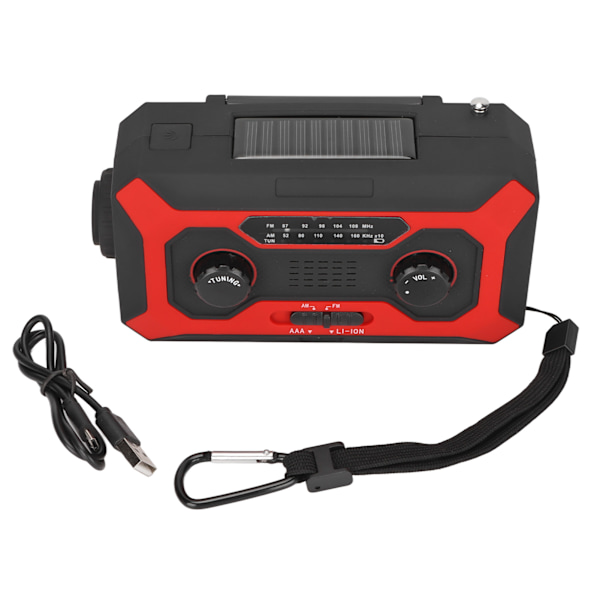 Handvevad ficklampsradio vattentät 5 laddningsmetoder bärbar multifunktionell nödradio med LED-ficklampa EU-typ