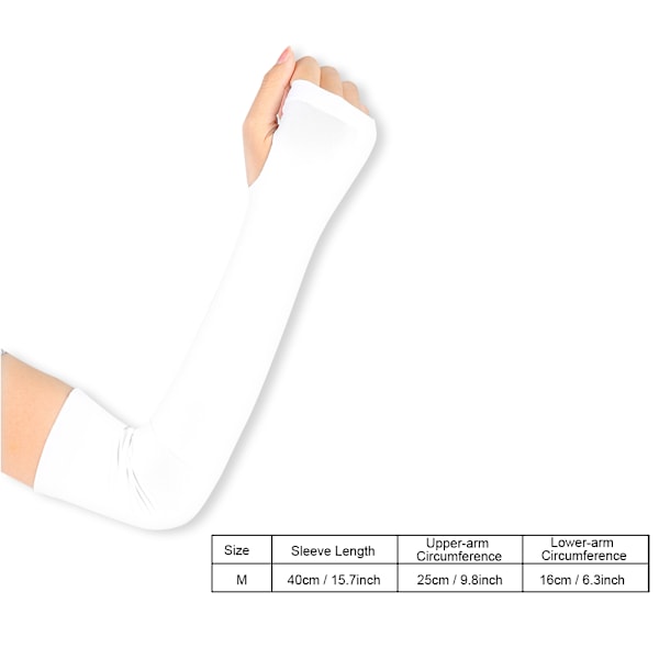 1 Par Skyddande Andningsbara Kylande Solskydd Utomhus Sport Armärmar (Vit, L)