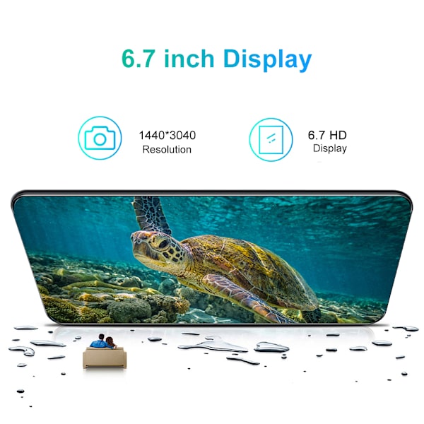 6.7IN 1440X3040 Fingeravtrycksupplåsning Dubbla Kort Dubbel Standby Smartphone 100‑240V 2+16GB AU