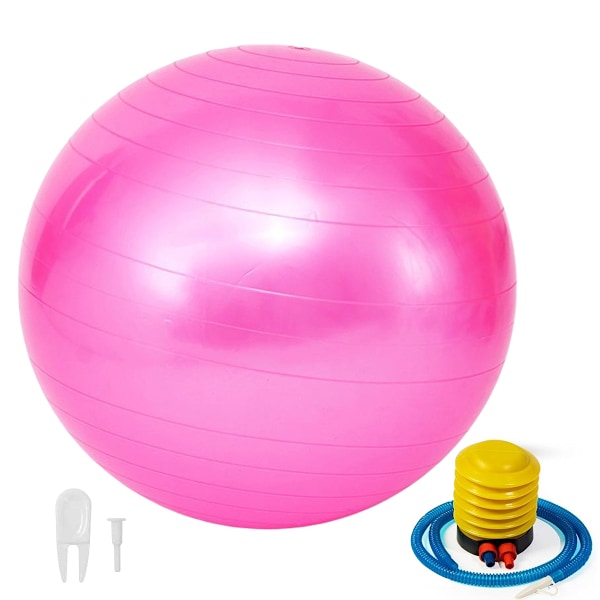 Mjuk träningsboll, Anti-Burst Yogaboll Stolstöd, Stabilitet Swiss Ball med Pump för Graviditet Förlossning, Träning, Workout, Fitness, Balans, Pink