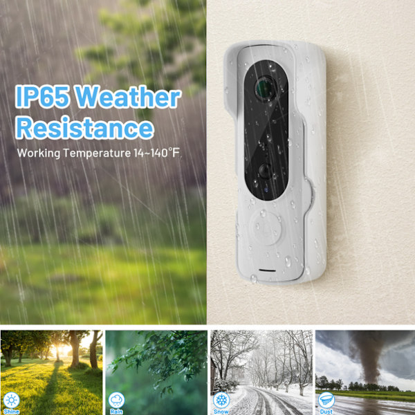 Smart Säkerhetsuppgradering: 2.4G WiFi Smart Video Dörrklocka Kamera, AI Människodetektering, Live View, 2-Vägs Interaktiv Ljudkommunikation, Mörkerseende,