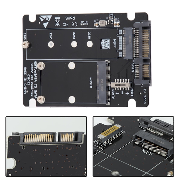 M.2 till SATA-omvandlare, 2-i-1-adapter för högpresterande SSD-installation, Intel Standard Interface & Plug and Play för sömlös integrering med