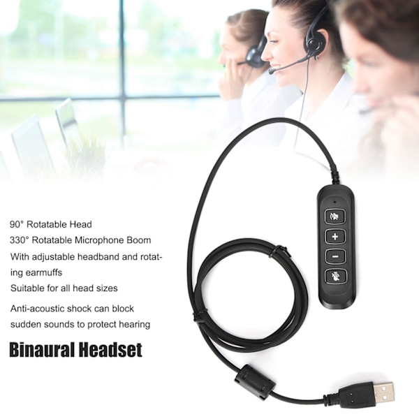 H901 USB-kontakt QD-kabeladapter Justerbar Volym Callcenter Headset Adapter för 3,5 mm Headset Utrustning Svart